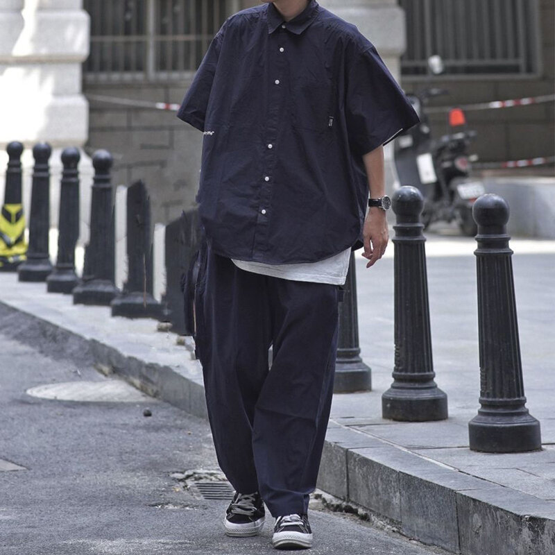 2023 tuta dritta allentata da strada in stile giapponese da uomo pantaloni a gamba larga Hiphop pantaloni Casual All-match in tinta unita