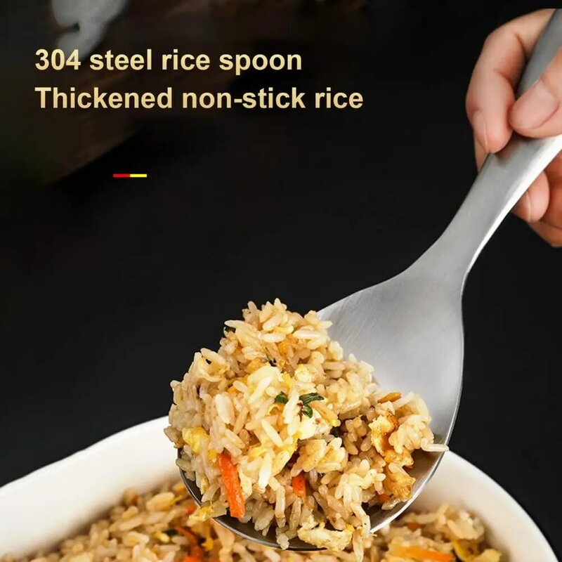 Pá de arroz inovador de aço inoxidável resistente ao desgaste grosso punho longo colher pá para colher de arroz em casa colher de arroz