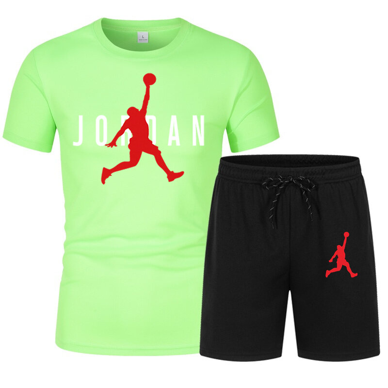 Basketball Summer Fashion Leisure brand Men's Tracksuit Sportswear Track Suits Male Sweatsuit Short Sleeves T shirt 2 piece set