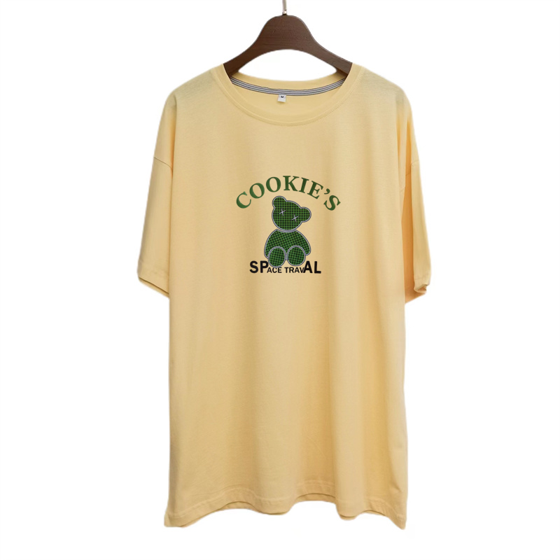 Neues Kurzarm-T-Shirt Damen Baumwolle locker passend bedrucktes Damen-T-Shirt mit lässigem Studenten-Halbarm-Top