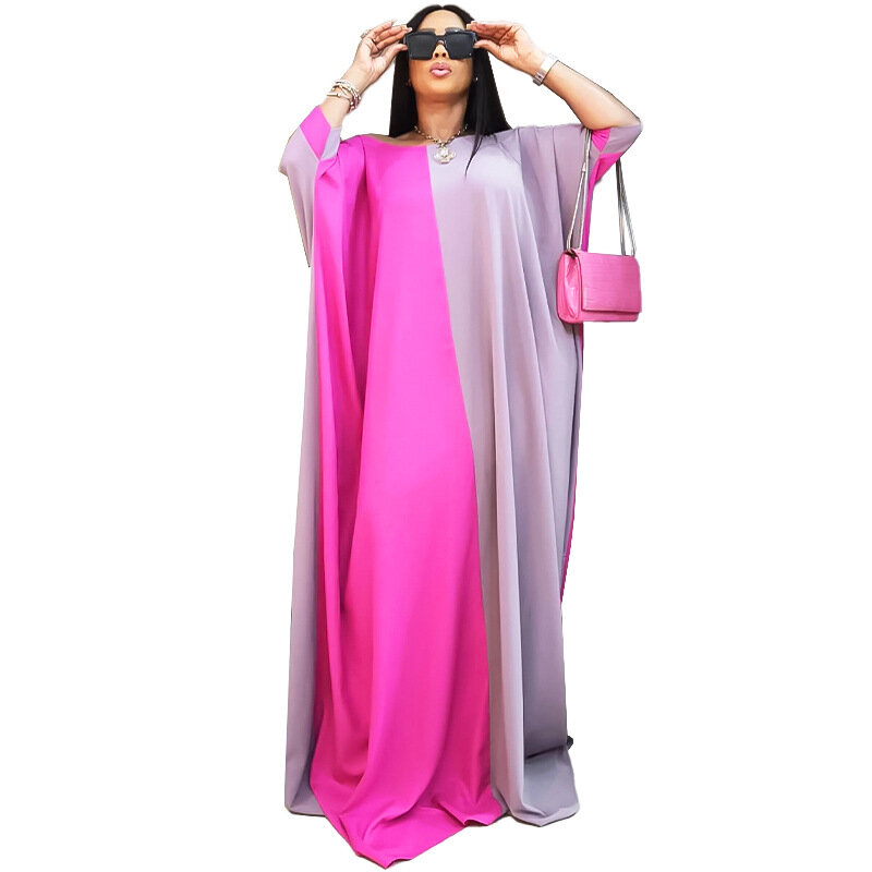 New Fashion Leisure African Clothes Robe Marocaine Dashiki Abaya Dubai Stylish KWA Print Loose Long Dresses Free Size PT616