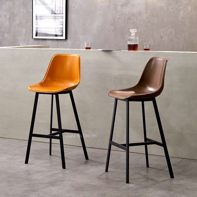 Chaise de bar nordique en fer forgé, pieds hauts, moderne, minimaliste, luxe, mobilier de cuisine créatif, chaise de bar