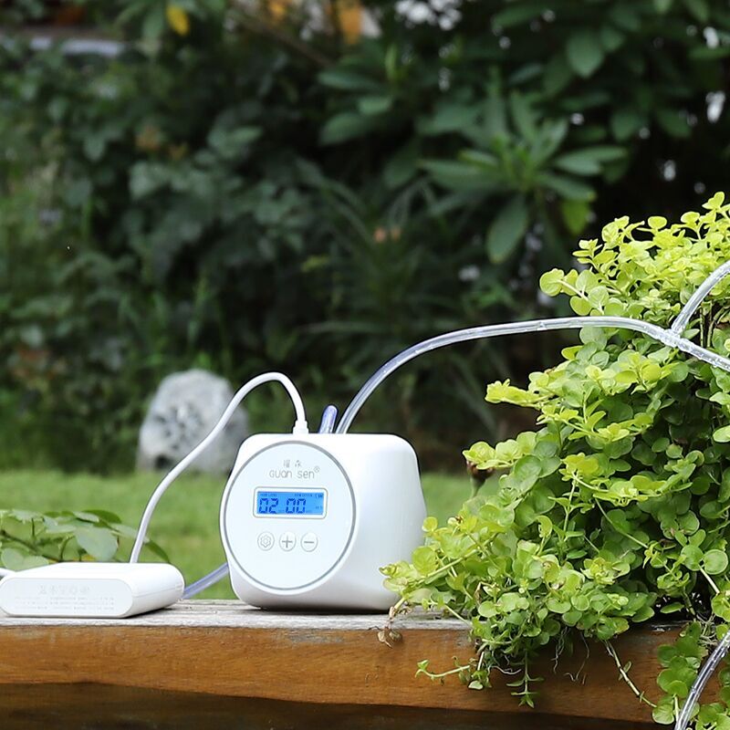 Jardim dispositivo de irrigação por gotejamento automático controlador da bomba de rega flores plantas casa ao ar livre sistema temporizador para flores