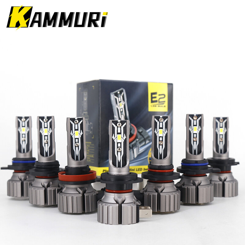 KAMMURI-bombilla LED para coche, luces LED Canbus H3 H4 H8 HB3 HB4 H1 H7 H11 H9 9005 9006 9012, 12V 24V 6500K, faro blanco de 30000LM