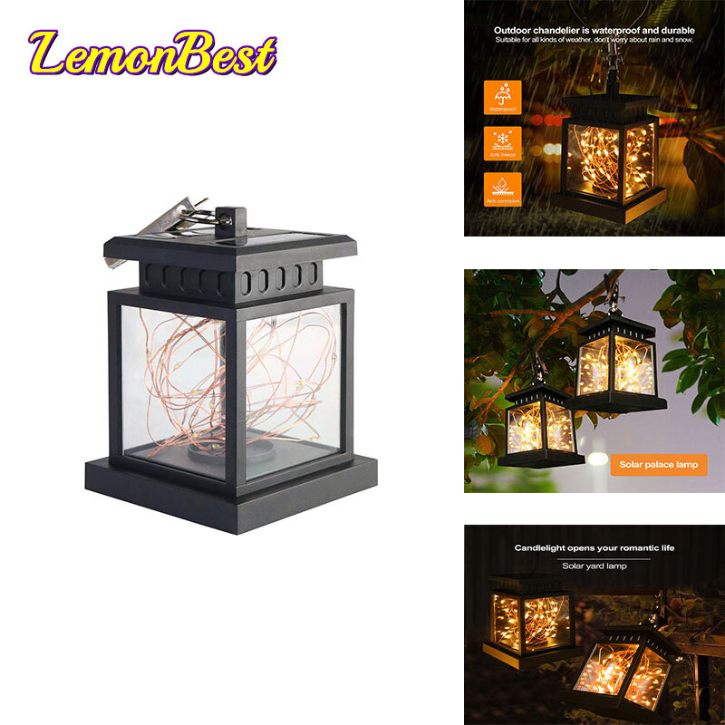 Solar Lantern String Light Outdoor Waterproof Courtyard Garden Decoration Style Lantern Retro Wall-Mounted Light
