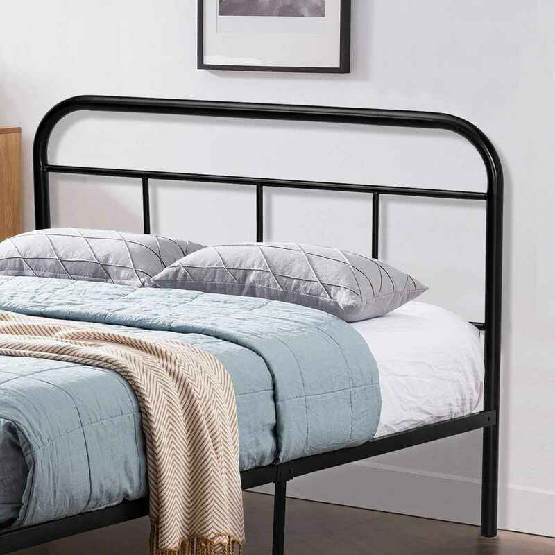 Heavy Duty metalowa rama łóżka bez pudełka sprężyna potrzebna i bez hałasu materac fundacja czarny podwójny rozmiar łóżko dla dorosłych podstawy do pokoju dziecięcego