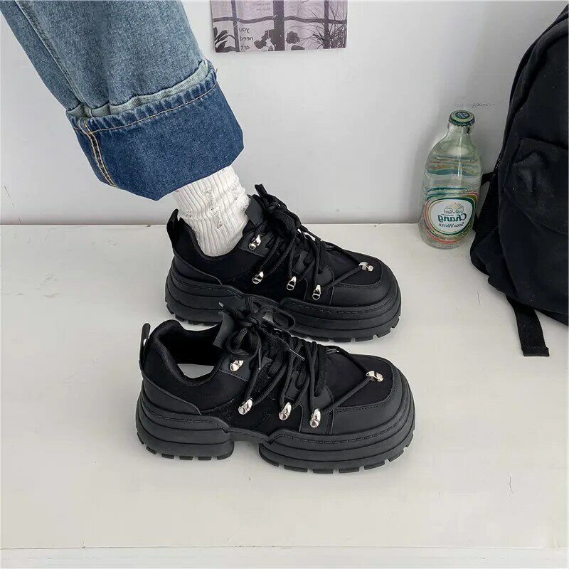 Y2K sepatu datar wanita, Sneaker panggung kasual Kawaii dengan Pumps Platform untuk perempuan