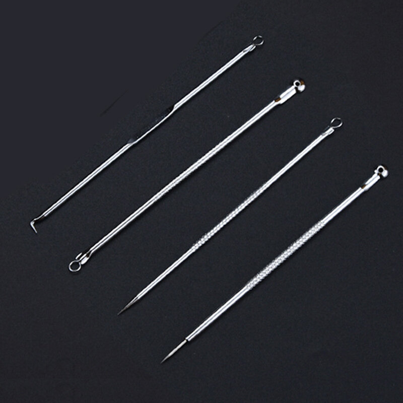 4pcs/set Blackhead Remover Acne Blackhead Vacuum Comedone Blemish Extractor Pimple Needles Removal Tool Spoon For Face