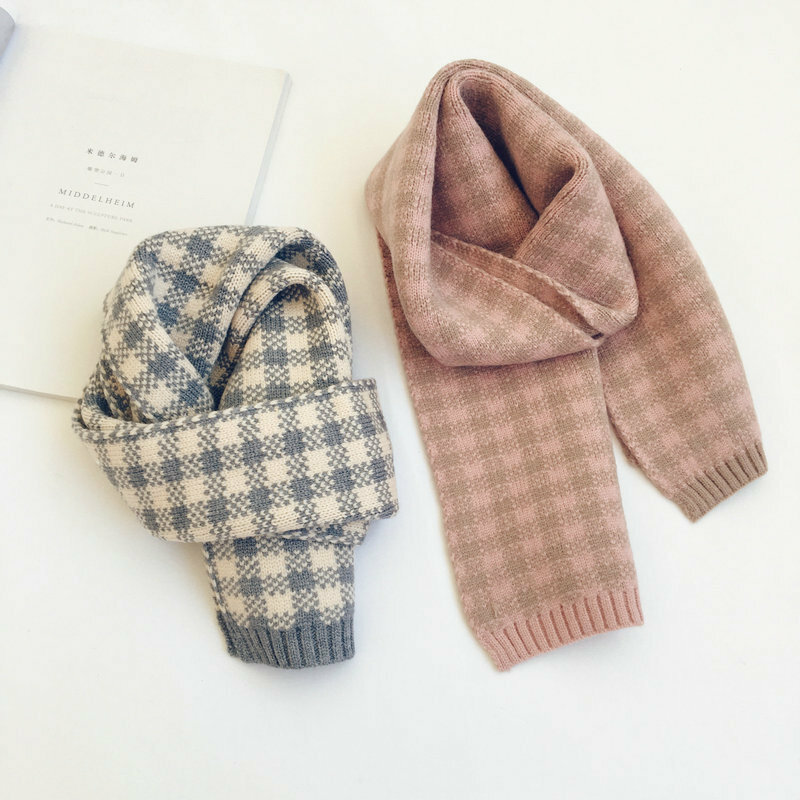 Écharpe en laine tricotée pour enfants, mode coréenne, pour fille et garçon, Plaid chaud, col, châle doux, automne hiver