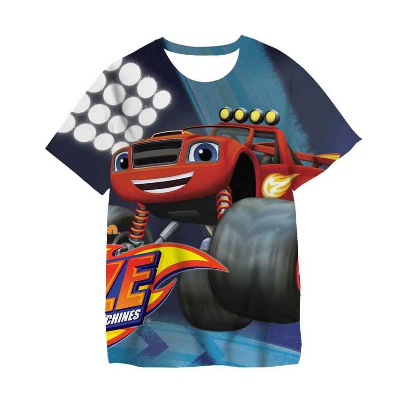 Blaze and the monster machines crianças t-shirts dos desenhos animados anime jogo de vídeo das crianças roupas casuais verão unisex bebê legal topos