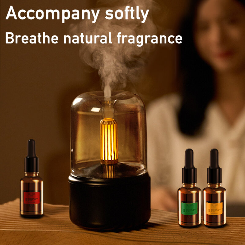 Creative Simulation Candlelight Aroma Portable Electric USB Diffuser Air Humidifier Mist Maker with LED Night Light Home Office