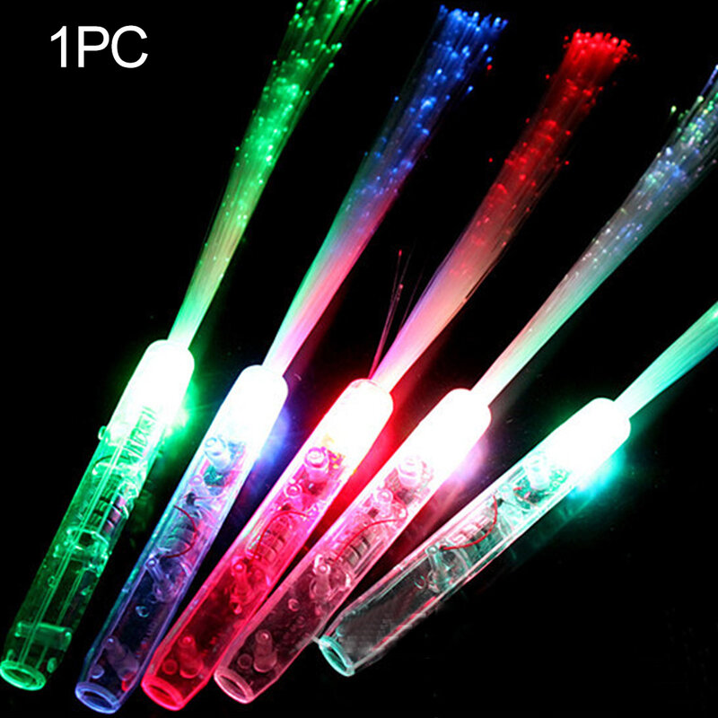Varita de luz LED de fibra óptica, hada mágica colorida que se ilumina con pilas, accesorio de concierto intermitente para fiesta nocturna (aleatorio)