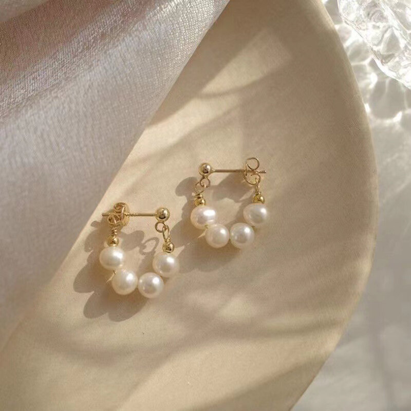 Pendientes de perlas de temperamento Ms, diseño de nicho de aguja de plata 925, joyería de marea para personas mayores, regalos de boda de moda y personalidad