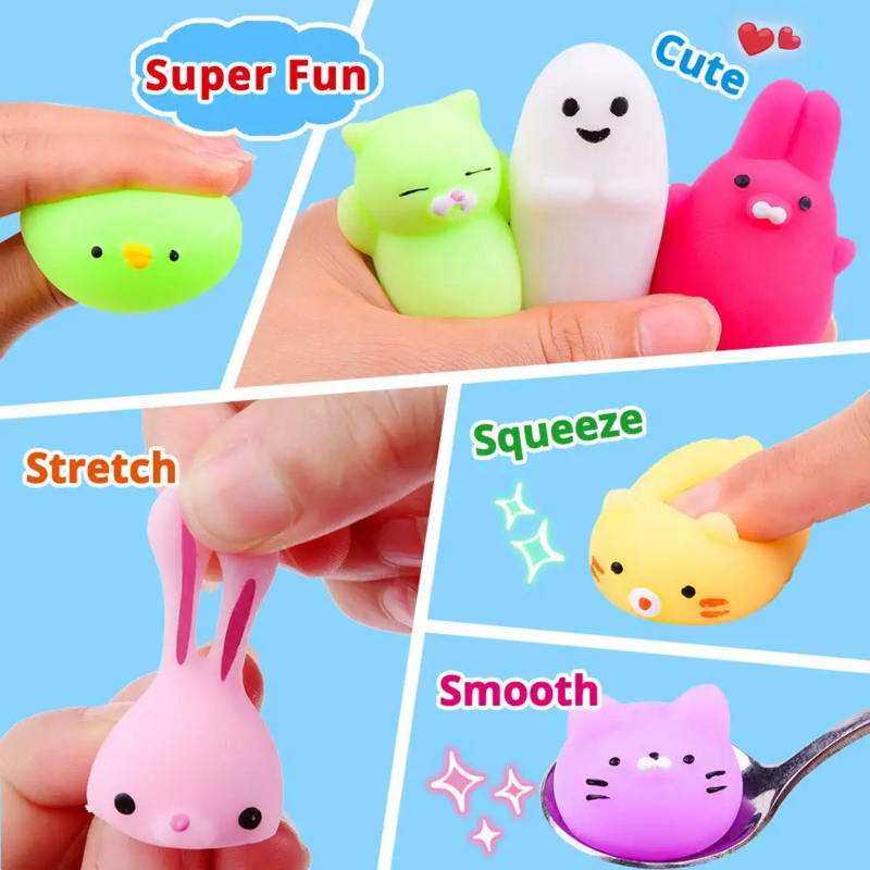 Kawaii Squishies Mochi Anima Mainan Licin untuk Anak-anak Antistres Bola Remas Bantuan Stres Pesta Mainan Lucu untuk Ulang Tahun