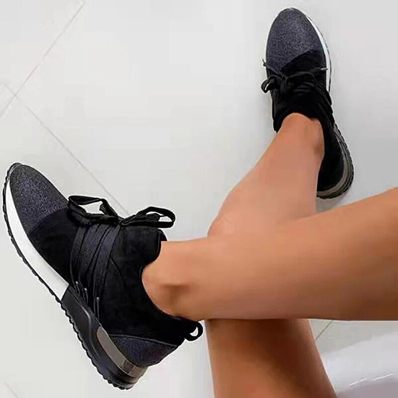 2022 Women's New Style Front Lace Up Round Head Casual Single Shoes Four Seasons Sports Shoes With Flat Heels For Outdoor Wear