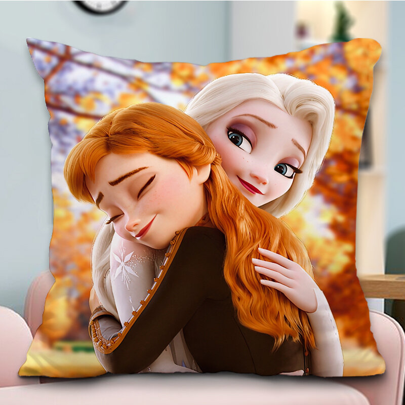 Taie d'oreiller Disney Elsa Anna, princesse de la reine des neiges, 40x40cm, pour garçon et fille, cadeau d'anniversaire et de noël