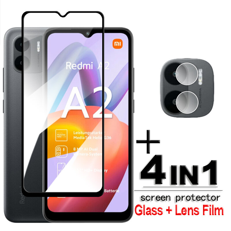 ل شاومي Redmi A2 الزجاج Redmi A2 الزجاج المقسى 2.5D الغراء الكامل HD حامي الشاشة ل Redmi A1 + A2 + A1 A2 زائد فيلم 6.52 بوصة