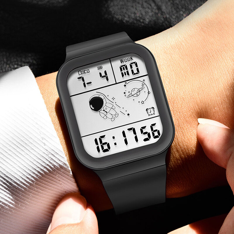 Lige-男性用デジタルスポーツウォッチ,ディスプレイと耐水性を備えた高級ブランドの時計