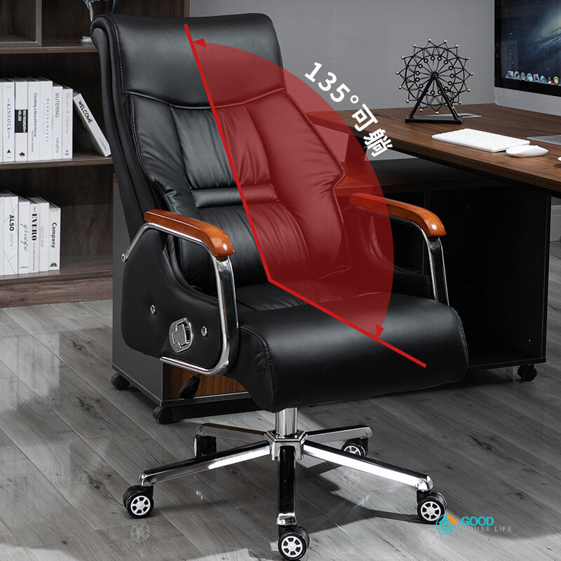 Leather Can Lie Administrative Office Chair Massage Chair Comfortable Sit Home Computer Chair Swivel Chair High Chair
