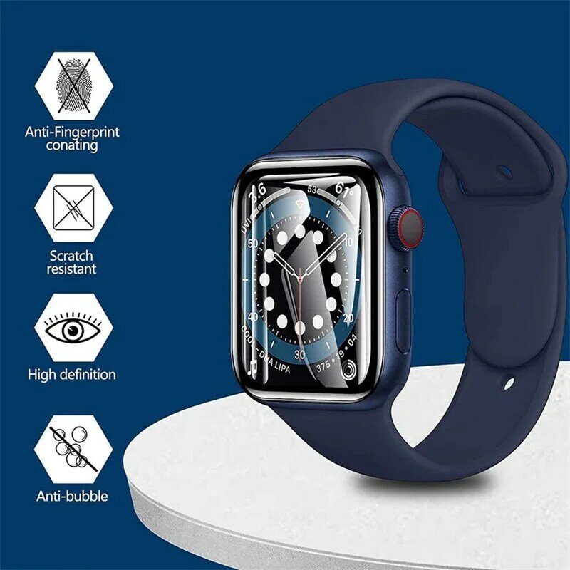 Soft Glass For Apple Watch series 7 38mm 41mm iWatch 6 SE 5 4 3 44mm 40mm 42mm 45mm 9D HD Full Film Apple watch Screen Protector