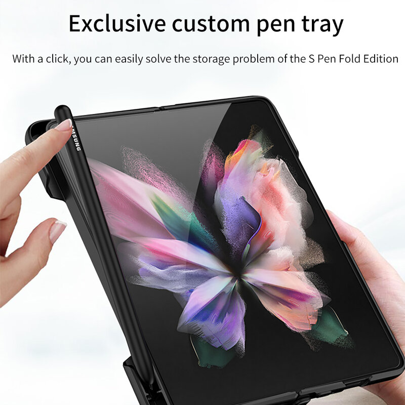 แม่เหล็กพับบานพับสำหรับ Samsung Galaxy Z พับ3 5G กรณีเกราะบานพับฝาครอบผู้ถือปากกาสำหรับปากกา