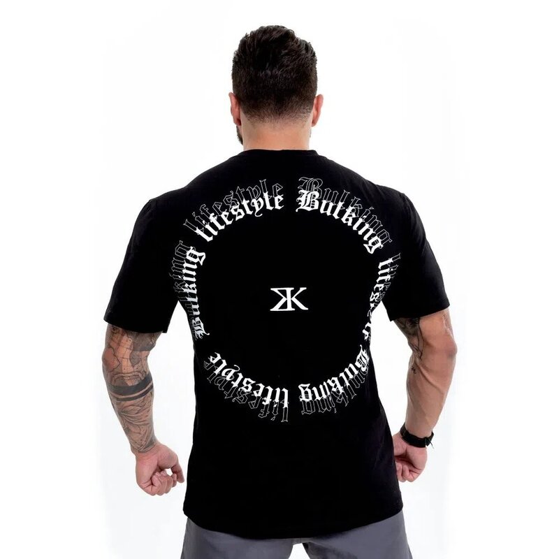 Homens camisas de músculo gráfico t shirt voltar imprimir musculação para homem treino casual streetwear