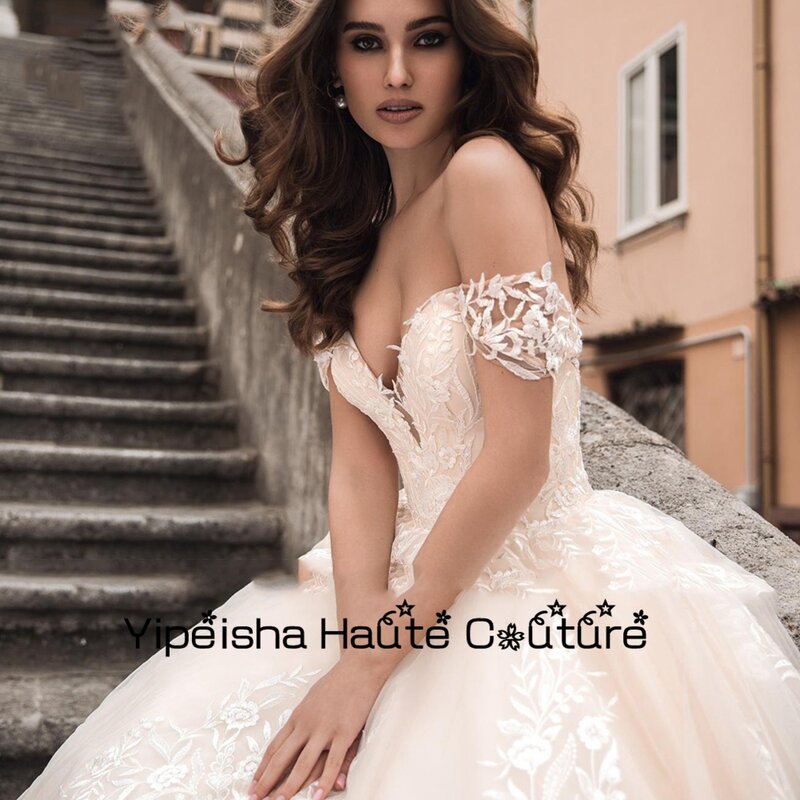 Yipeisha moda fora do ombro a linha vestidos de casamento frisado querida 2022 verão império vestidos de noiva robe de mariée nova venda