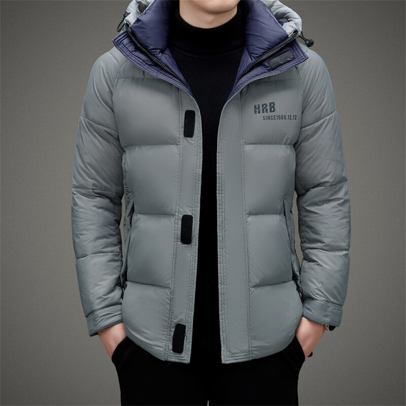 Jaqueta masculina com capuz resistente a frio, roupa acolchoada de algodão, vento de imitação, grossa, quente, casual, inverno, novo