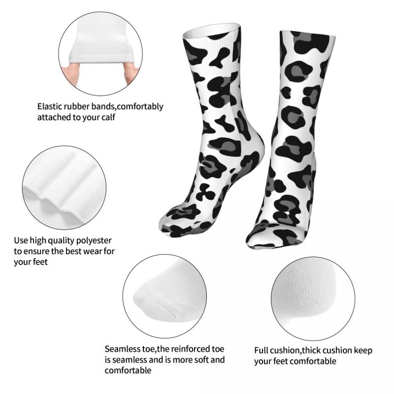Chaussettes de sport léopard de neige pour hommes et femmes, en coton à Compression Animal
