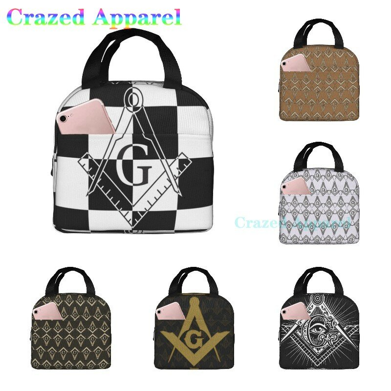 Masonic Square Lunch Box Lunch Bags For Women/Men Portable Insulated Lunch Box Waterproof Durable Reusable Lunch Tote