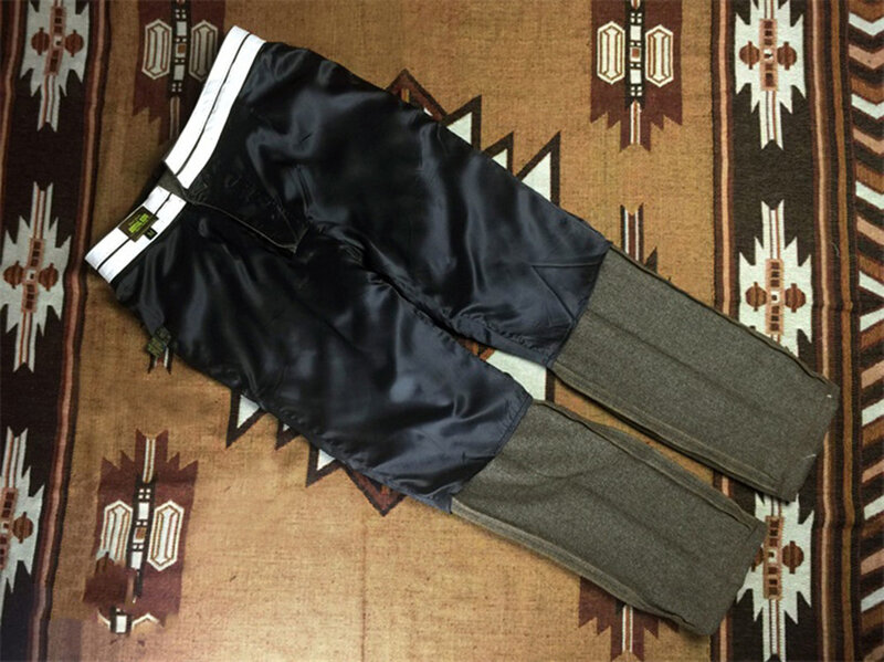 W jodełkę tweedowe proste spodnie z wysokim stanem dla mężczyzn klasyczne niezbędne wełniane spodnie Husaband Vintage Amekaji kombinezony bez pasa