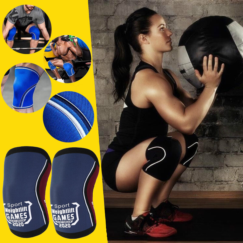 Frauen Männer Jugendliche 7mm Neopren Sport Kneepads Kompression Gewichtheben Druck Crossfit Training Knie Pads Unterstützung Individuelles Logo
