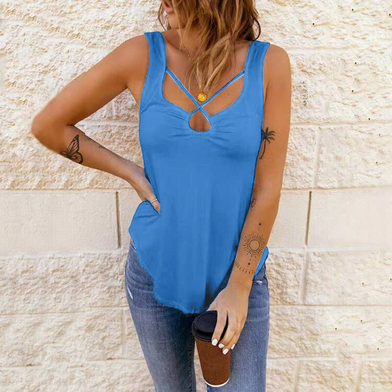 Summer woman tshirts women suspender tops solid color sexy backless tops vest new shirts for women S-5XL