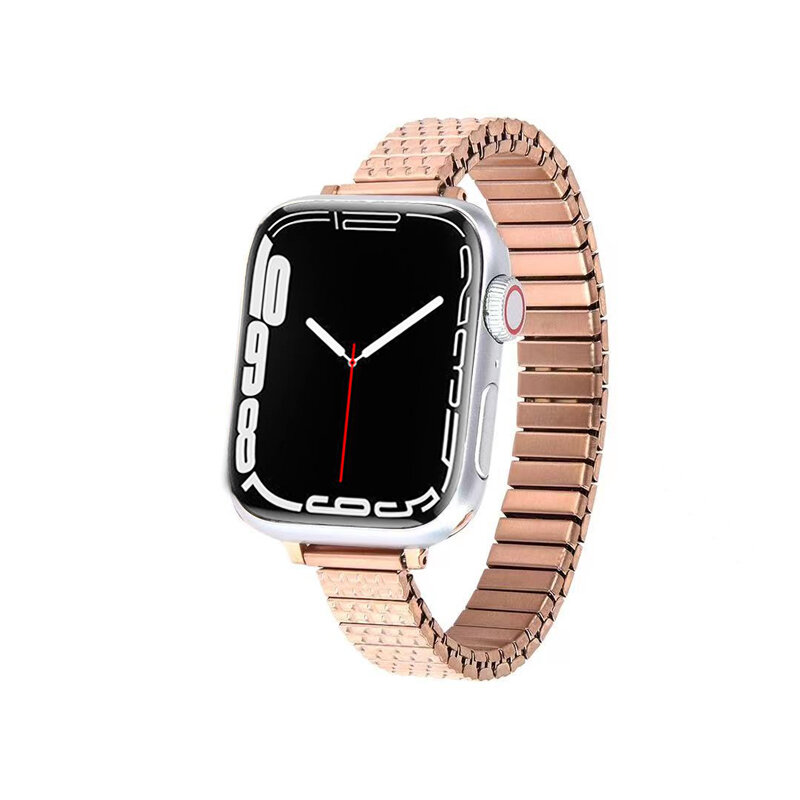 Pulseira de aço inoxidável magro para apple watch band 44mm 45mm 42mm 41mm 38mm 40mm elasticidade pulseiras iwatch 3 4 5 6 se 7