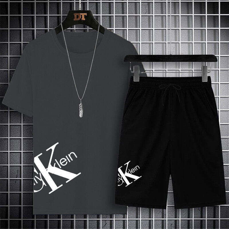 Men's Summer T-shirt Fashion Comfortable Shorts Set Printed Top Fitness Sports Clothes Large Size T-shirt 2023