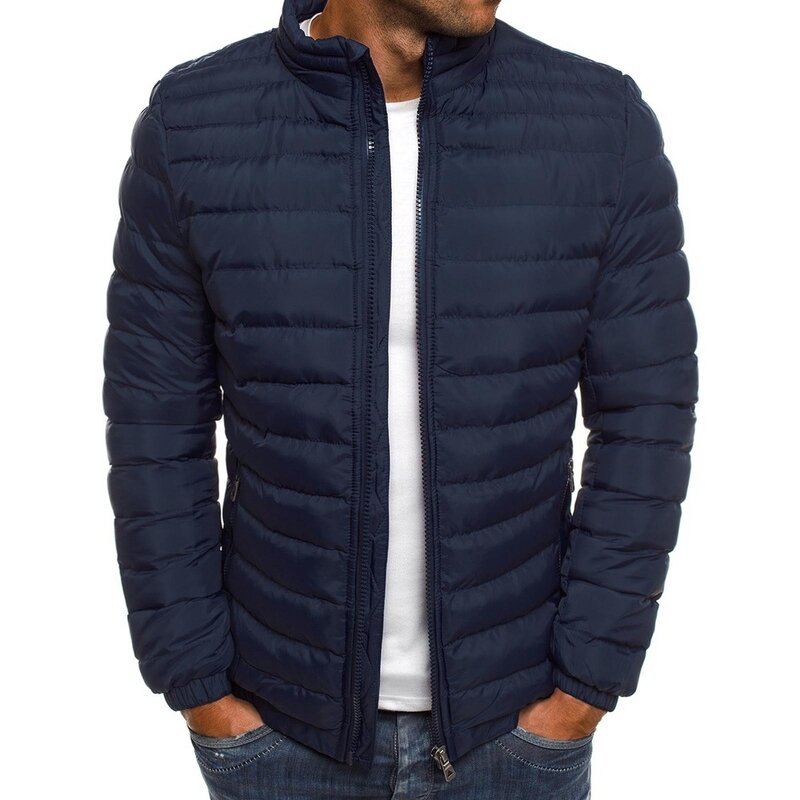 2022 europeu tamanho sólido gola casaco masculino outono inverno acolchoado com capuz algodão jaqueta masculina S-3XL