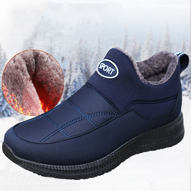 Botas de neve sapatos de inverno de pelúcia para homens masculinos botas de tornozelo à prova dwaterproof água sapatos de trabalho