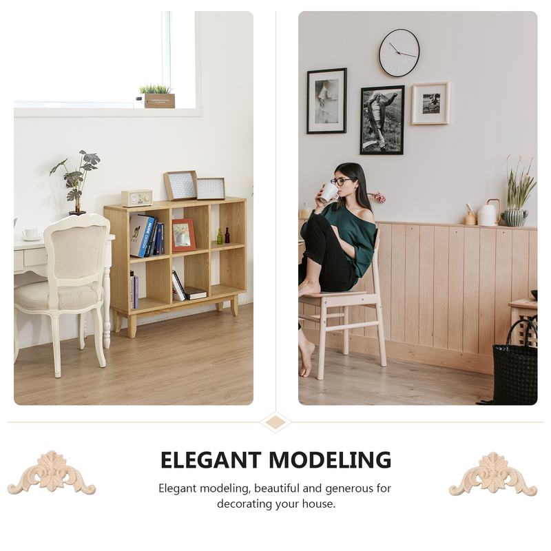 Apliques onlays de madeira decorativa móveis esculpida de madeira apliques scrapbooking armários parede canto enfeite guarda-roupa