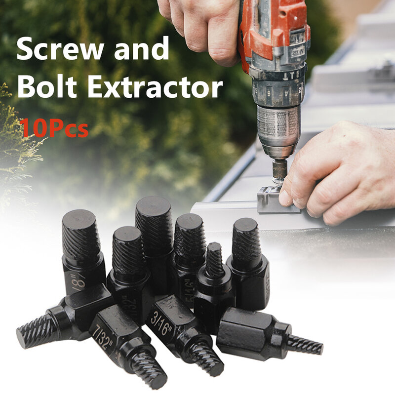 10pcs/set Screw and Bolt Extractor Drill Bit Set Disassemble Screws Bolt Stud Slip Teeth Demolish Stripped Broken Remover Tools