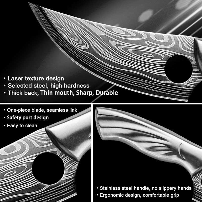 Cuchillo de cocina con patrón Damasco de 5,5 pulgadas, 5CR15 utensilio de caza de acero inoxidable, utilidad japonesa, para deshuesar, cuchillo de carnicero