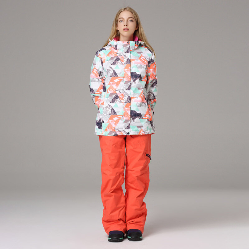 Комплект лыжного костюма SEARIPE, Женская Термоодежда, ветровка, водонепроницаемая зимняя теплая куртка, пальто для сноуборда, брюки, уличное снаряжение