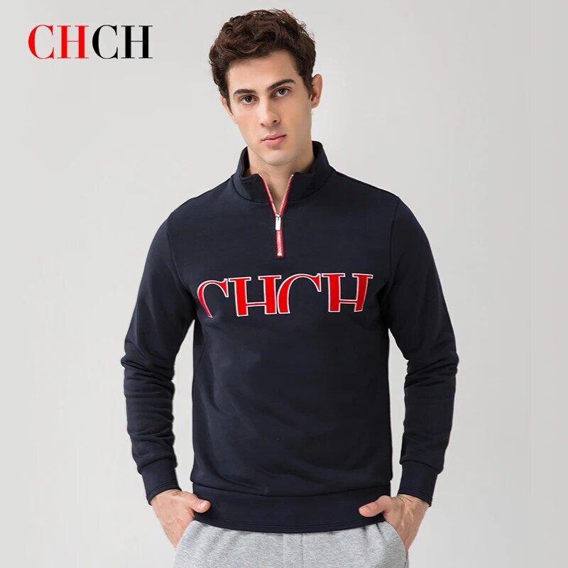 CHCH 2023 Casual Women's Sweater Long-sleeved Jacket Soft Elastic Turtleneck Zipper Pullover Men and Women Couple Sportswear