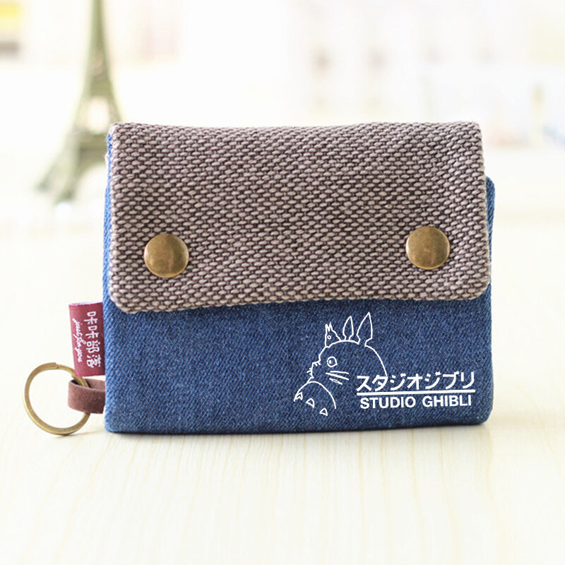 Cartoon Totoro Printed Casual Canvas Student Wallet Zipper Short Design Coin Purse 2022 My Neighbor Mini Cute Card Bag For Women