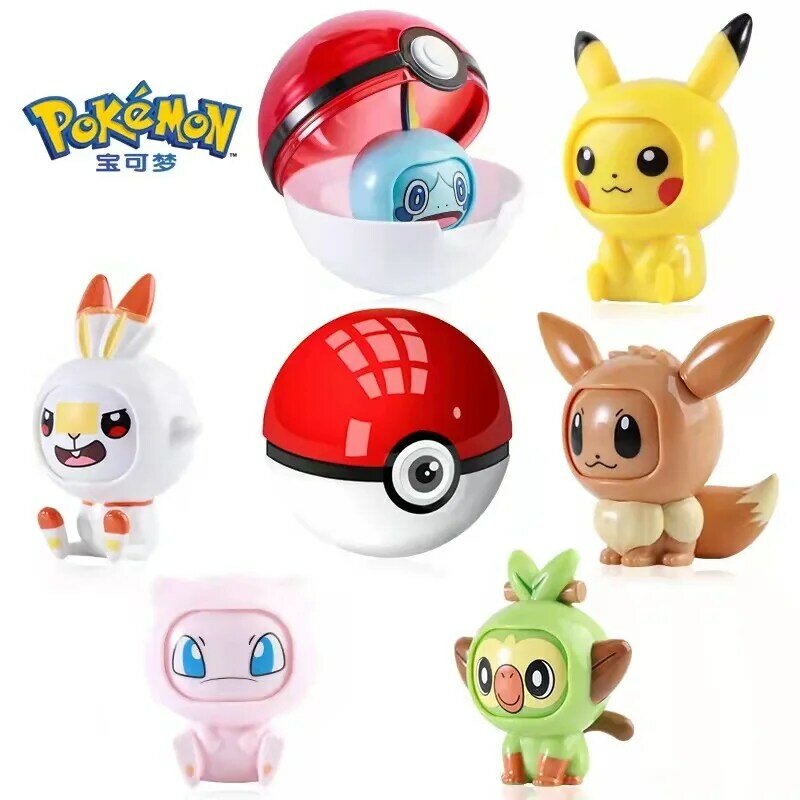Pokemon Pokemon หน้าเปลี่ยนตุ๊กตาของเล่นแคปซูล Pikachu Pokémon Blind Box ของขวัญเด็กคริสต์มาสฮาโลวีนอะนิเมะรูป