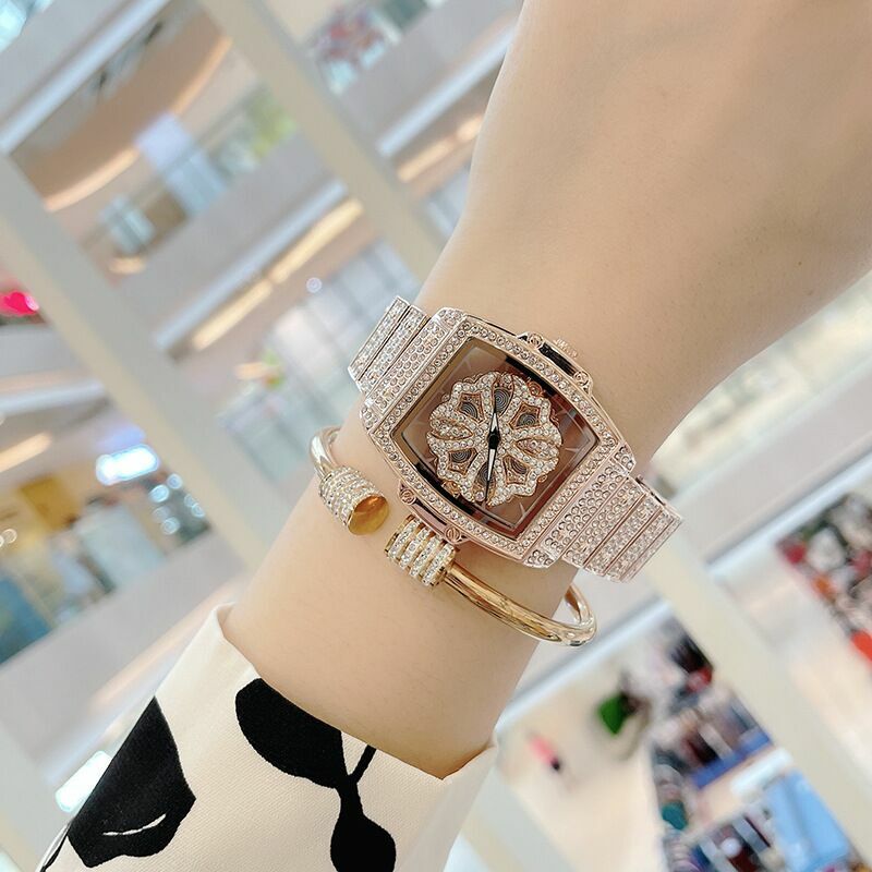 Mobangtuo-reloj de cuarzo con incrustaciones de diamantes para mujer, reloj de moda de ocio, exquisito, de acero inoxidable