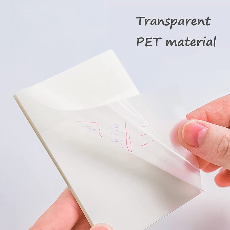 50 Sheets/Pack Einfache PET Transparent Sticky Note Wasserdicht Self-Adhesive Memo Notepad Schule Büro Nehmen Notizen Schreibwaren
