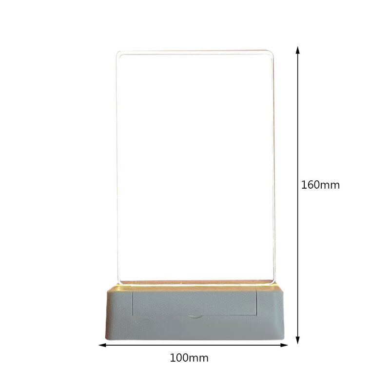 Tablero de mensajes de acrílico transparente para interiores, luz Led nocturna de 16x10cm, recargable por USB, con bolígrafo borrable, soporte de madera, envío directo