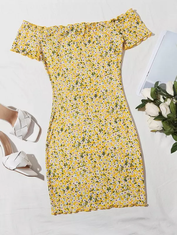 女性のための花柄のドレス,裸の肩の半袖シャツ,2022