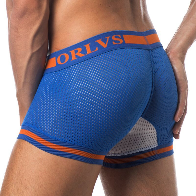 ORLVS-bóxer Sexy de nailon para hombre, ropa interior cómoda, calzoncillos de malla transpirable, Cueca, pantalones cortos sólidos