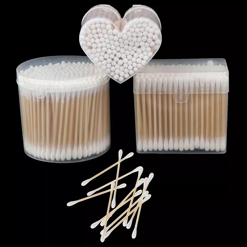 150/200/300pcs Double Head Cotton Swab Women Makeup Cotton Buds Tip For Medical Wood Sticks Nose Ears Cleaning Health Care Tools